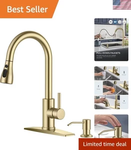 Transitional Gold Faucet - Pull Down Sprayer, Single Handle - Picture 1 of 9
