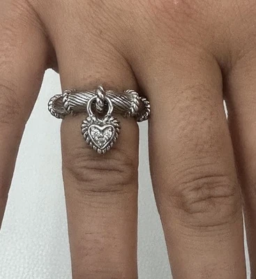 Anillo colgante corazón plata esterlina 925 vintage Judith Ripka talla 6 Foto 1 de 4