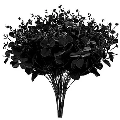  Black Eucalyptus Branches, 2Pcs Artificial Eucalyptus Stem Halloween Bouquet  - Image 1 of 4