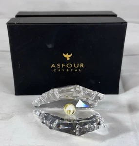 ASFOUR FACETED 30% LEAD CRYSTAL PEARLY SHELL PEARL CENTER Figurine NEW Sea Shell - Picture 1 of 8