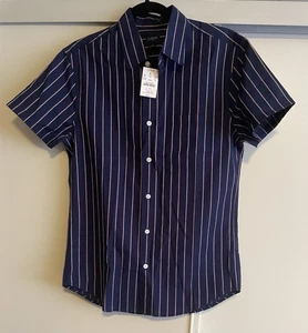 J.CREW Men’s Short-sleeve striped shirt Size S Color Navy - Picture 1 of 7