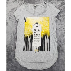 Bench Urban Wear Womens Cap sleeve Graphic T-Shirt Size Small Grey and Yellow - Picture 1 of 5