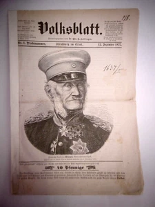 Alte Zeitschrift Volksblatt Nr. 1 Probenummer 1877 - Bild 1 von 3