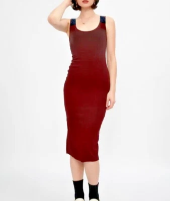 Vestido GUESS Bodycon Cereza Codificado Negro Imitación Cuero Acolchado Hombro Cremallera Moto Foto 1 de 4