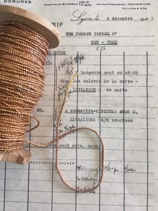 4 yd Vintage/Antique French Copper Metallic Beadette Cord Trim 1/16" Lampshade - Picture 1 of 2