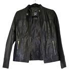 SOUROCK Jacket Women's Medium Leather Lined Motorcycle Biker Coat Color: Black