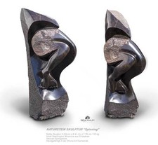 Amazing stone sculpture "Spinning" handmade dark brown Springstone. H68 cm 53kg.