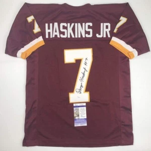 Autographed/Signed Dwayne Haskins Jr. Washington Burgundy Jersey JSA COA - Picture 1 of 4