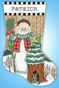 Kit de punto de cruz ~ Medias de Navidad muñeco de nieve Woodland Design Works #DW6859 - Imagen 1 de 3