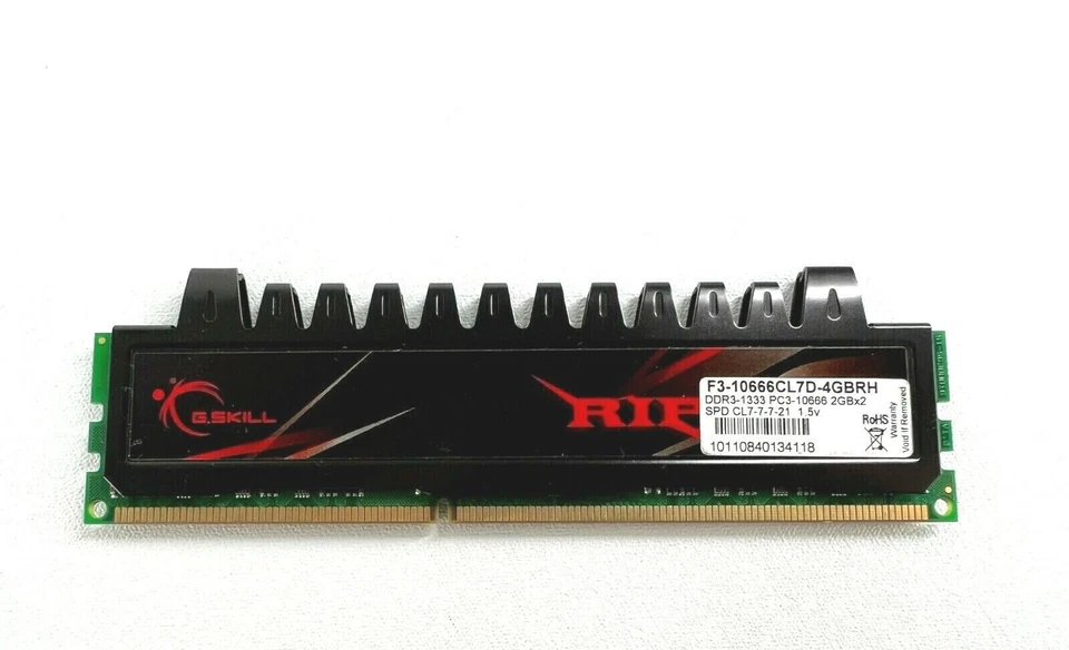 G Skill 2GB F3-10666CL7D-4GBRH Ripjaws DDR3-1333 CL7-7-7 1.50V - Immagine 1 di 1