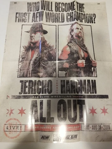 Jericho Vs Hangman Adam Page All Out 2019 Poster All Elite Crate AEW Wrestling Cover