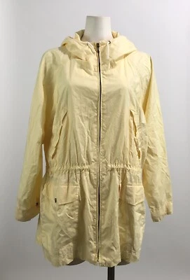 Винтажный Ralph Lauren Тренч куртка женщин M мягкий желтый карманы с капюшоном - Изображение 1 из 4