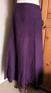Cherokee - Purple Embroidered sequin Corduroy Maxi Skirt - Size 16 - 36" Length - Picture 1 of 4