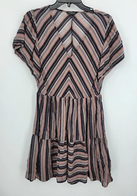 Lucky Brand Dress Womens Large Directional Stripe Tiered Retro 90s Y2K Flowy - Image 1 of 4