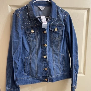Christopher & Banks Denim Jacket With Bling Womens Size S New With Tag - Picture 1 of 18