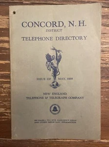 1939 Concord , NH District Directory New England Telephone & Telegraph Company - Picture 1 of 6
