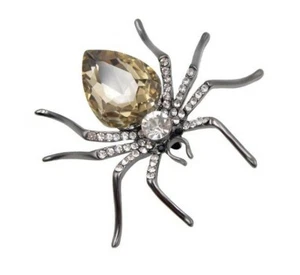 Broche bijou araignée Acier et Pierre Cristal couleur champagne. - Imagen 1 de 3