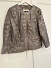 Herno Women Down Coat Short Jacket Size 48 Made In Romania Puffer Grey Goose