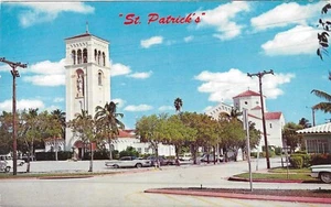 Vintage Florida Chrome Postcard Miami Beach St Patrick's Catholic Church - Picture 1 of 2