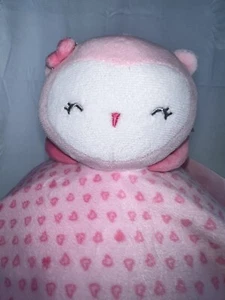 Child of Mine Pink Owl Baby Lovey Heart Security Blanket Rattle Satin 12.5”x12.5 - Picture 1 of 11
