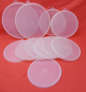 Lot of 11 Vintage Tupperware Tupper Seal Sheer/White Lids 229, 227, 238 USA - Picture 1 of 12