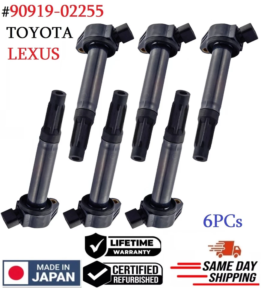 OEM DENSO 4x Ignition Coils 08-18 LEXUS ES350 RX350 RX450h 3.5L 6Cy #90919-02255 - Image 1 of 1