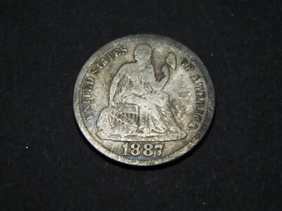 VINTAGE US COINS  1877   SEATED LIBERTY SILVER ONE  DIME - Image 1 of 4