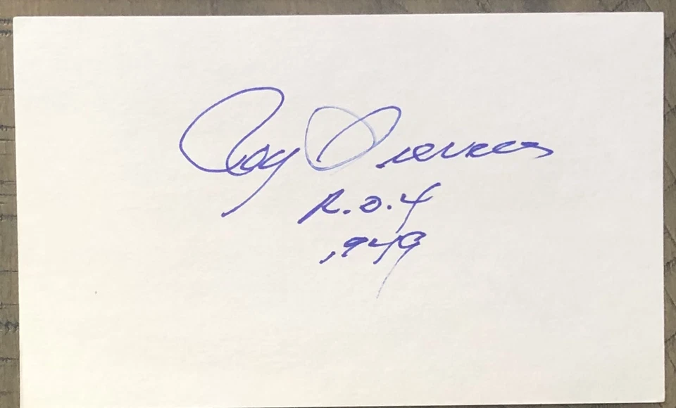 ROY SIEVERS SIGNED 3"X5" INDEX CARD AUTOGRAPH INSCRIBED R.O.Y. 1949 D 2017 - Image 1 of 1