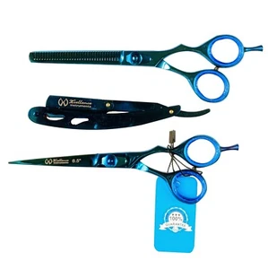 Xcellence Barber Hair Cutting Scissors Shears Thinning & Razor Set of 4 - Picture 1 of 12