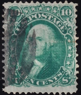 USA Stamp 1867 / 10 c Washington ☀ Scott 96 Used stamp / Grill about 11 x 13mm - Image 1 of 2