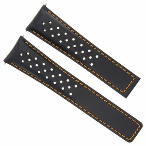 20/16MM LEATHER WATCH BAND STRAP FOR TAG HEUER MONZA WATCH PERFORATED BLACK OS - Picture 1 of 6
