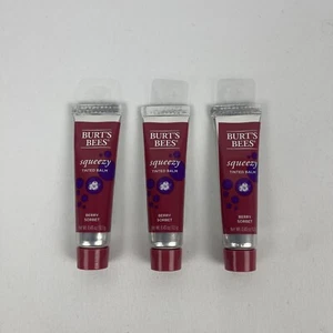 Burts Bees Squeezy Bálsamo Tintado Sorbete de Bayas .43 OZ PAQUETE DE 3 - Imagen 1 de 3