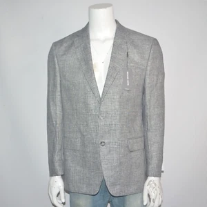 NWT MICHAEL KORS Classic Fit 100% Linen Black Plaid Blazer Sport Coat Sz 42R - Picture 1 of 5