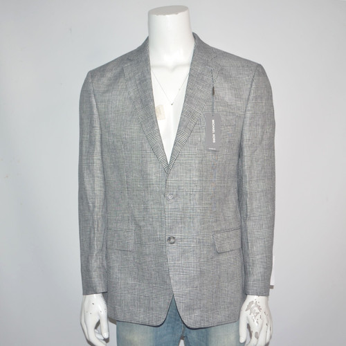 Cappotto sportivo blazer nero a quadri nuovo con etichette Michael Kors vestibilità classica 100% lino taglia 38S