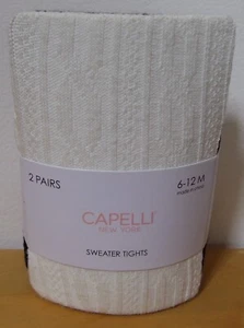 Infant Girls Capelli 2 Pr Ivory and Black Sweater Tights 6-12M - Picture 1 of 2