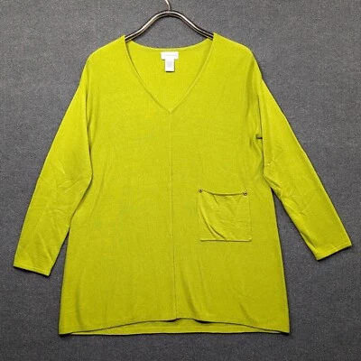 Suéter túnica pequeña suave envolvente para mujer Chartreuse Lagenlook ligero Foto 1 de 4