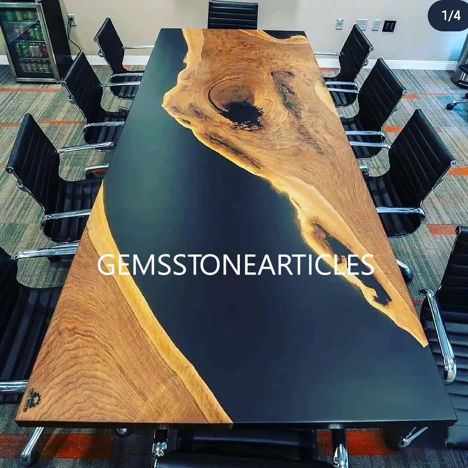 Epoxy Dining Table, Resin Table, River Table Walnut Wood Black River Epoxy Table - Image 1 of 1