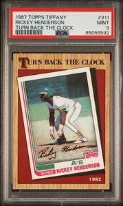 Topps Tiffany Rickey Henderson 1987 retrocede el reloj #311 PSA 9 🙂 poco pop - Imagen 1 de 2