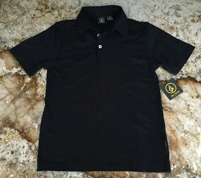 VOLCOM Wowzer Black Short Sleeve Polo Shirt NEW Big Youth Boys Sz M - Image 1 of 4