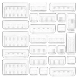 Vtopmart 25 PCS Clear Plastic Drawer Organizers Set 4-Size Versatile Bathroom... - Picture 1 of 8