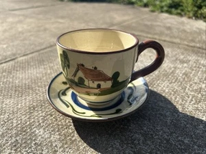 VINTAGE MOTTOWARE CUP & SAUCER ‘There’s No Fun Like Work’ Torquay Ware Motto - Picture 1 of 5