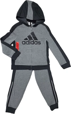 NUEVO Adidas Niños 2 Piezas Sudadera con Capucha Chaqueta y Pantalones 2 piezas Conjunto Gris Foto 1 de 4