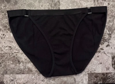 NUEVO SIN ETIQUETAS BRAGAS DE BIKINI STEVE MADDEN XL NEGRAS ACANALADAS BANDA GRUESA SIN COSTURAS Foto 1 de 3