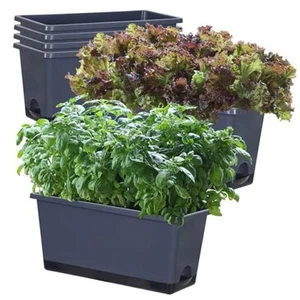 Window Box Planter 6 Pcs, 17 Inches Rectangle Flower Pots 17*7.4*7.8 inch Gray - Picture 1 of 8