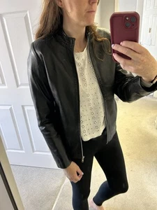 DP1 genuine Leather Sleek Biker Jacket 90's/ Y2K vintage Jacket size small - Picture 1 of 17