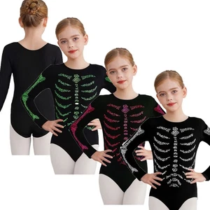Kinder Mädchen Overall Rundhals Kostüm Masken Bodys Partys Skelett - Bild 1 von 44