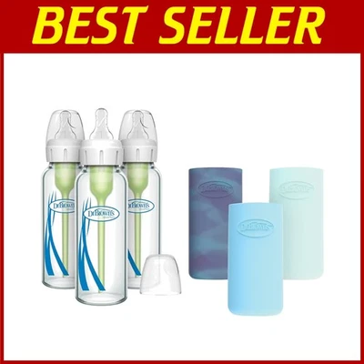 Anti-Colic Glass Bottles, 8oz, Silicone Sleeves, 3-Pack - Image 1 of 4