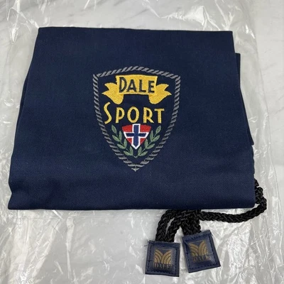 复古 Dale of Norway 运动蓝色毛衣服装袋 抽绳 15 x 19 — 第 1/4 张图片