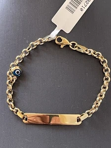 14ky Kids I’d bracelet with evil eye - Picture 1 of 7