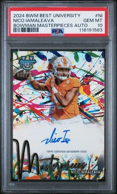 AUTO #/100 - 2024 Bowman Best U #NI Nico Iamaleava - Masterpieces PSA 10 GEM - Image 1 of 2